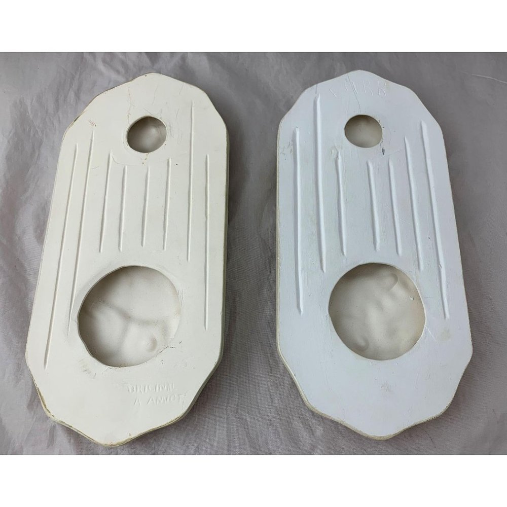 Pair Vintage Ceramic Wall Hangings - Little Girls - Picture 4 of 11